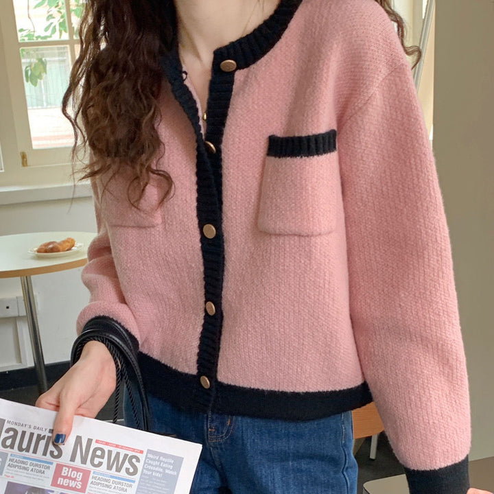 Damen modische Strickjacke mit kontrastierenden Details Drune