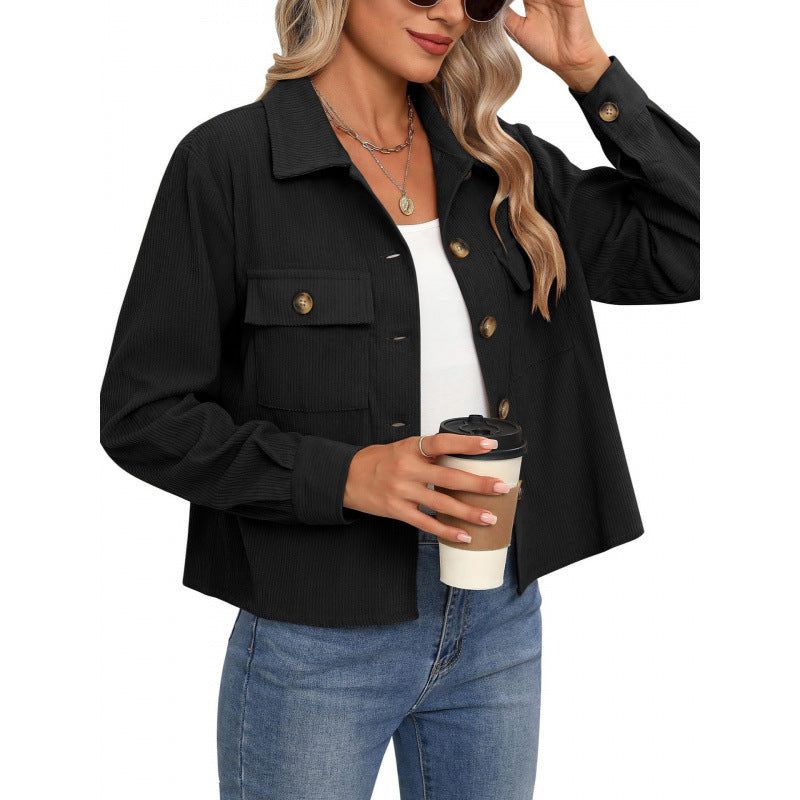 Damen modische Overshirt-Jacke mit strukturiertem Stoff Drune