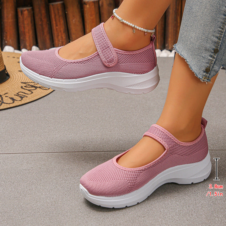 Damen Sportliche Slip-On Sneakers mit atmungsaktivem Mesh-Obermaterial und elastischen Riemen Drune