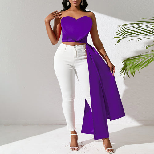 Damen Bandeau-Oberteil mit eleganter Satin-Schleife Drune