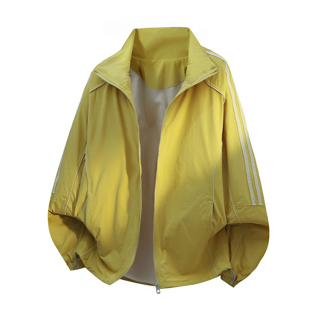 Damen Leichte Oversize-Windjacke mit Stehkragen, Kordelzug und elastischen Bündchen Drune