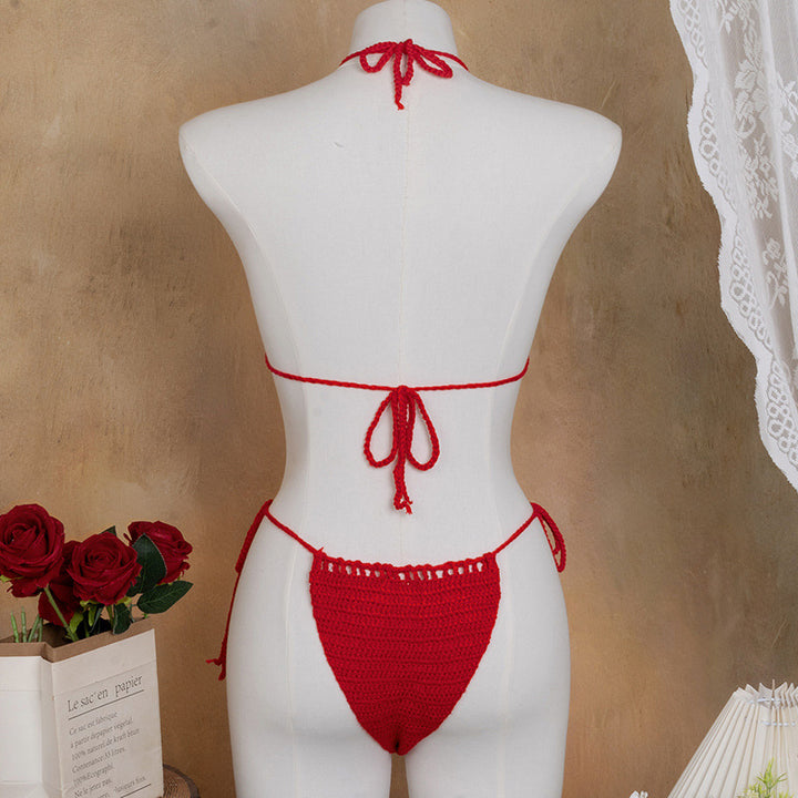Damen Häkel-Bikini mit verspieltem Blumendesign und verstellbaren Bändern Drune