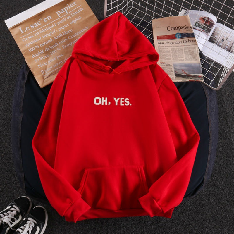 Damen nan Kapuzenpullover mit weichem Innenfutter, Kängurutasche und dezentem Frontprint Drune