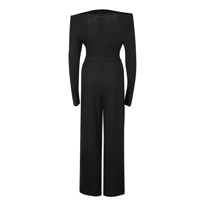 Damen Eleganter Jumpsuit mit Off-Shoulder Design und weitem Bein Drune