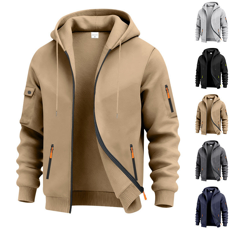 Herren nan technische Kapuzenjacke mit Reißverschluss, zipptaschen und Ärmeltasche Drune