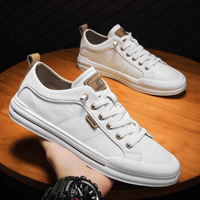 Herren Lässige Leder-Sneaker mit gepolstertem Knöchelkragen und robuster Gummisohle Drune