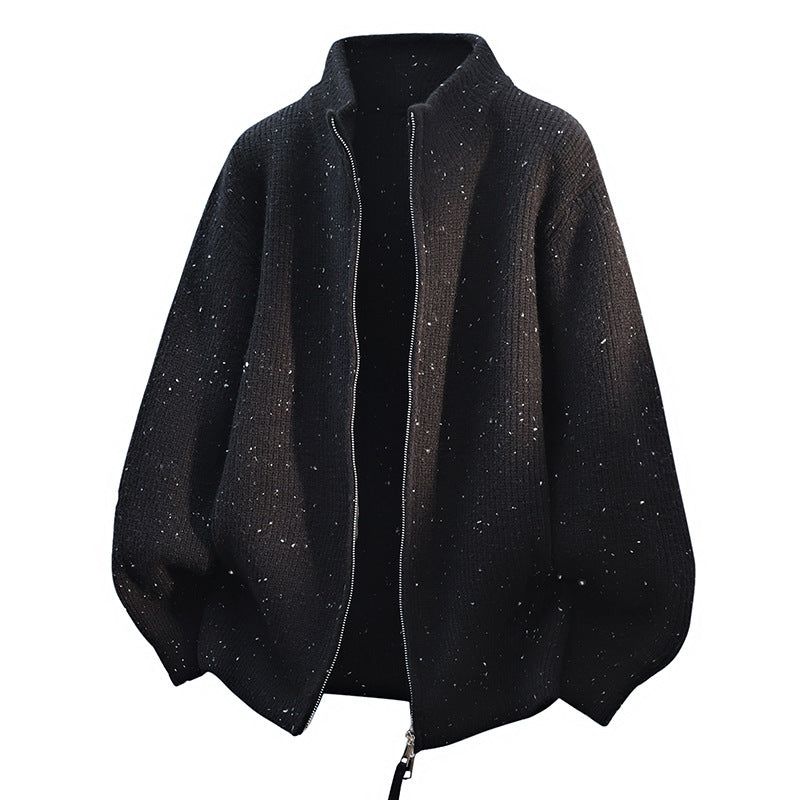 Damen Modische Strickjacke mit hohem Kragen und Reißverschluss Drune