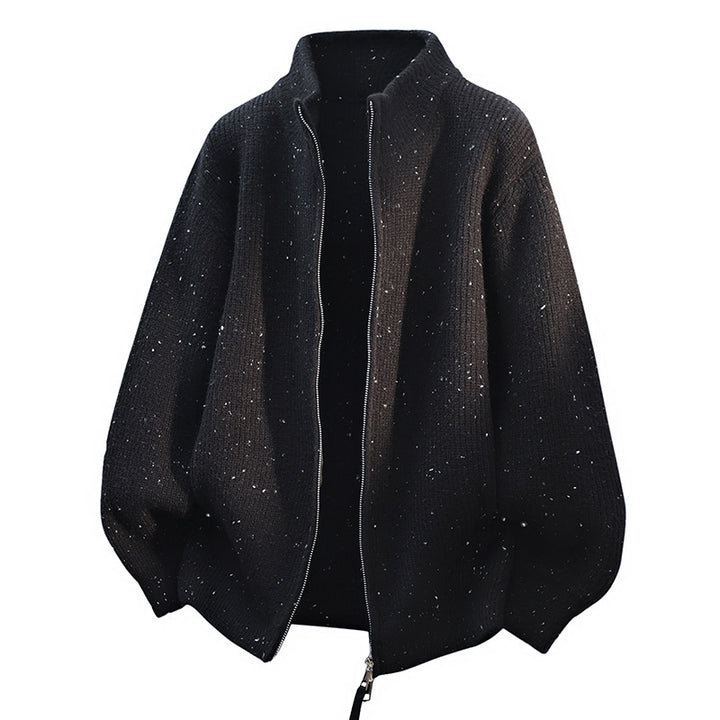 Damen Modische Strickjacke mit hohem Kragen und Reißverschluss Drune