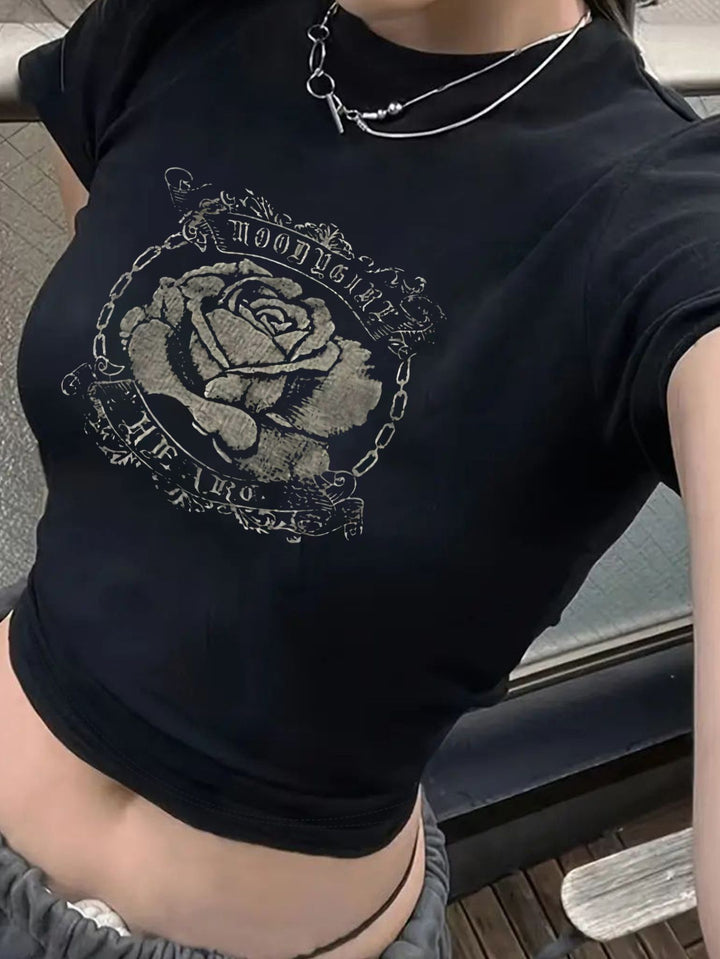 Damen T-Shirt mit kreativem Schlüsselherz-Motiv und modernem Print Drune