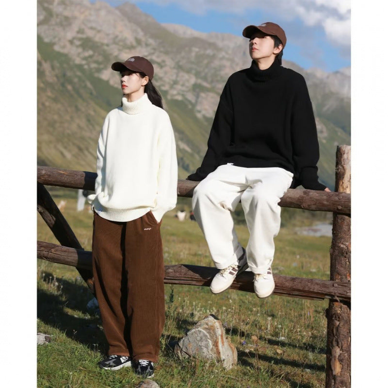 Damen Oversize-Rollkragenpullover aus weichem Baumwollmix mit gerippten Bündchen und verlängertem Saum Drune