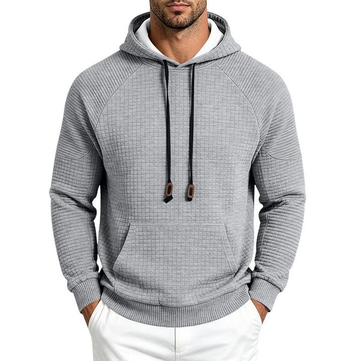 Herren Kapuzenpullover mit Waffelstruktur, Raglanärmeln und Kängurutasche Drune