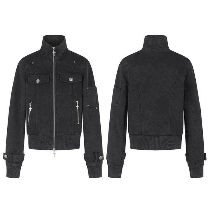 Damen Taillierte Zipjacke mit hohem Stehkragen, Zierpatten & verstellbaren Riegeln Drune