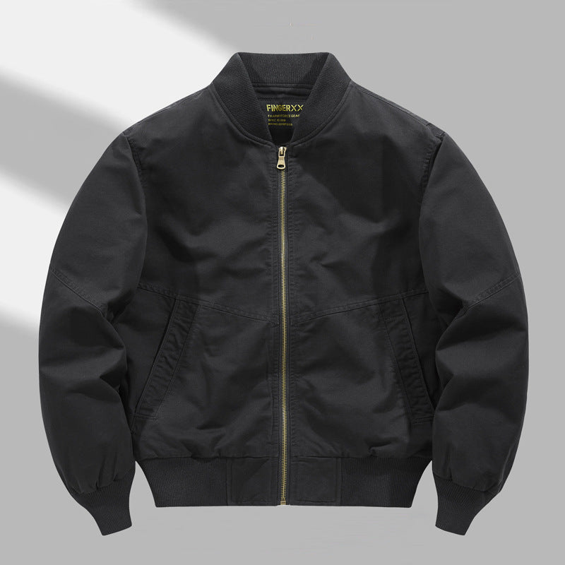 Men's  military-inspired canvas utility bomber jacket with reinforced elbow panels and angled welt pockets Drune