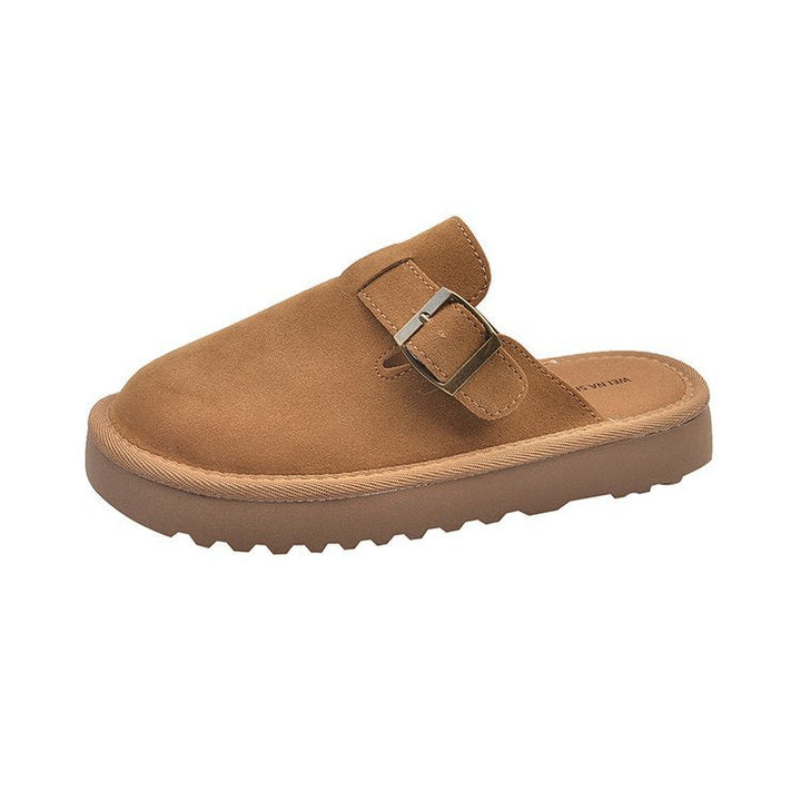 Damen bequeme Clogs aus weichem Wildleder mit modischem Schnallenverschluss Drune