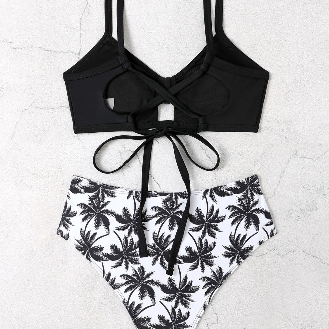 Damen Bikini-Set mit floralem Hochbund und modischem Knoten Drune