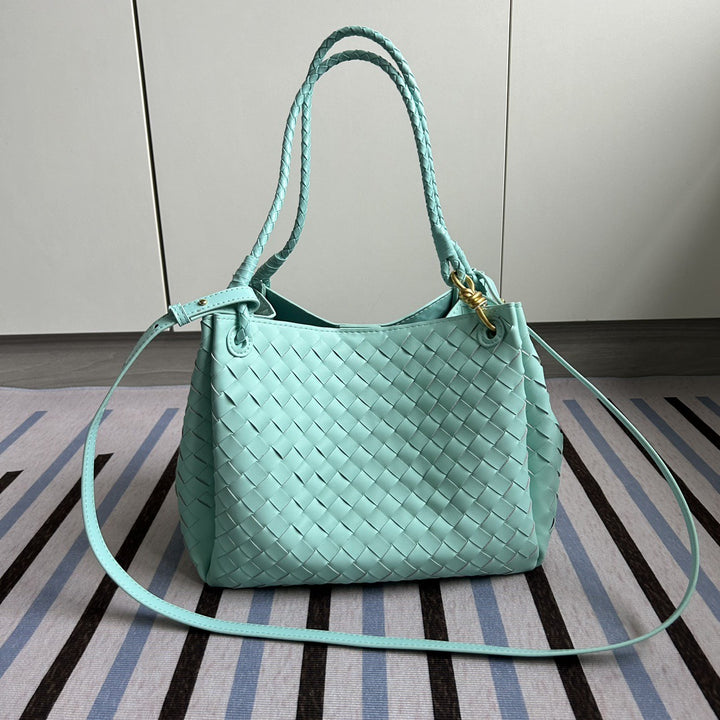 Damen Woven Leather Tote Bag mit verstellbarem Schultergurt Drune