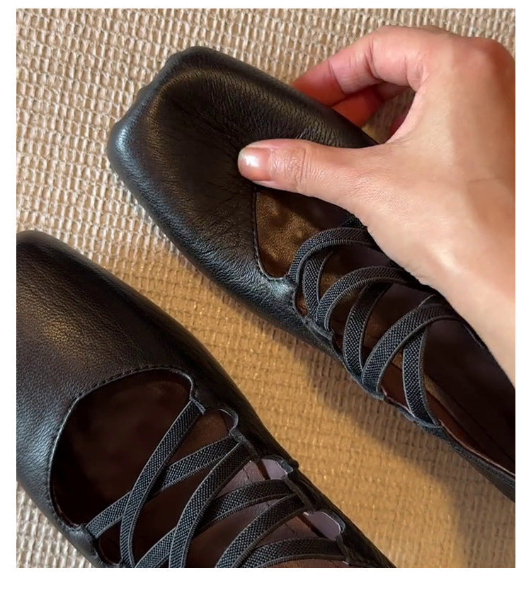 Damen Ballerina-Schuhe mit innovativer Riemenführung und weichem Leder Drune