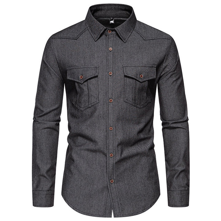 Herren Jeanshemd mit Western‑Yoke, aufgesetzten Brusttaschen und schmaler Casual‑Passform Drune