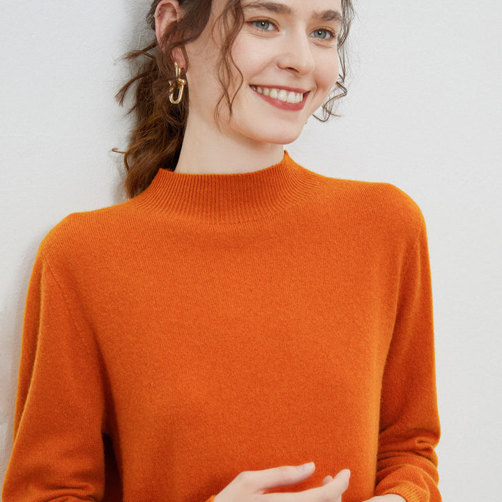 Damen weicher Feinstrick-Mockneckpullover mit Angora‑Look und legerer Silhouette Drune