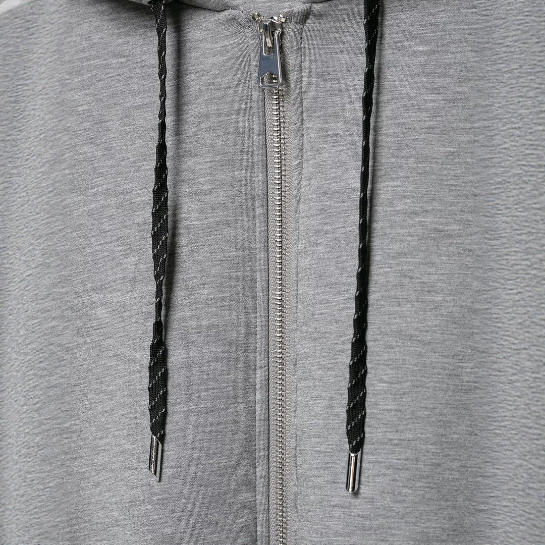Damen Cropped Kapuzen-Sweatjacke mit Ballonärmeln und Tunnelzug Drune