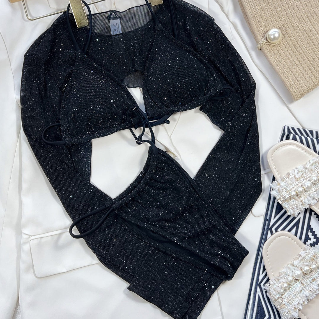 Damen Glamouröser Bikini mit transparentem Oberteil Drune