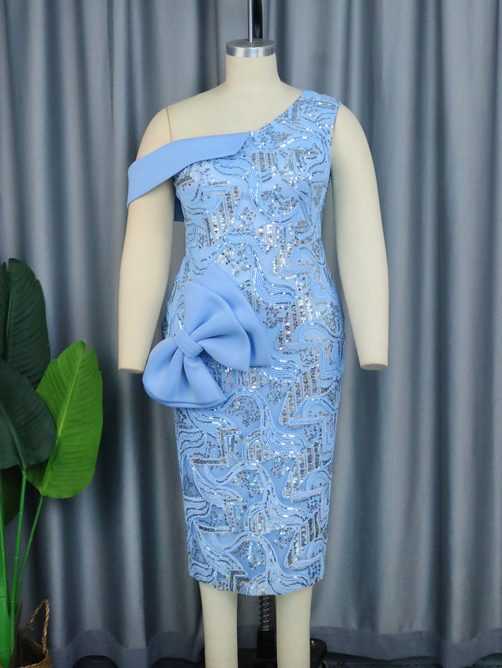 Damen Elegantes Cocktailkleid mit asymmetrischem Design und glitzernden Akzenten Drune