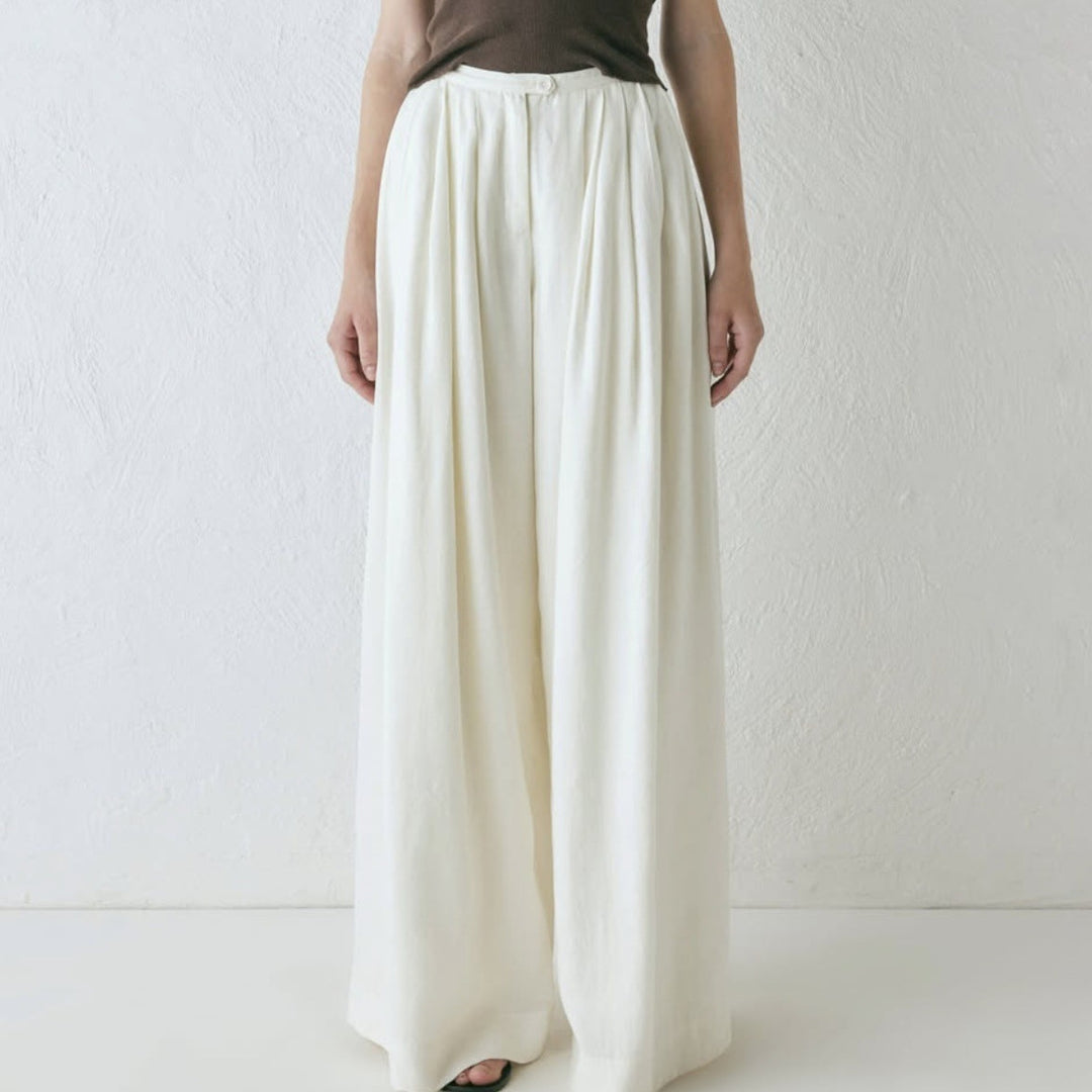 Damen Weite, elegante Hose mit Bundfalten Drune