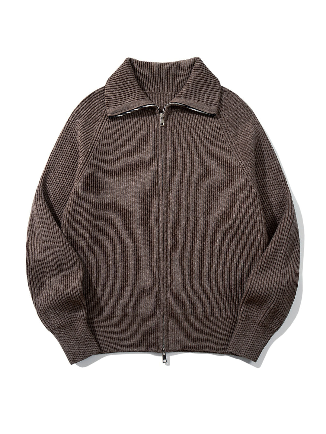 Damen Gerippte Strick‑Zipjacke mit hohem Stehkragen, Raglanärmeln und Boxy‑Schnitt Drune
