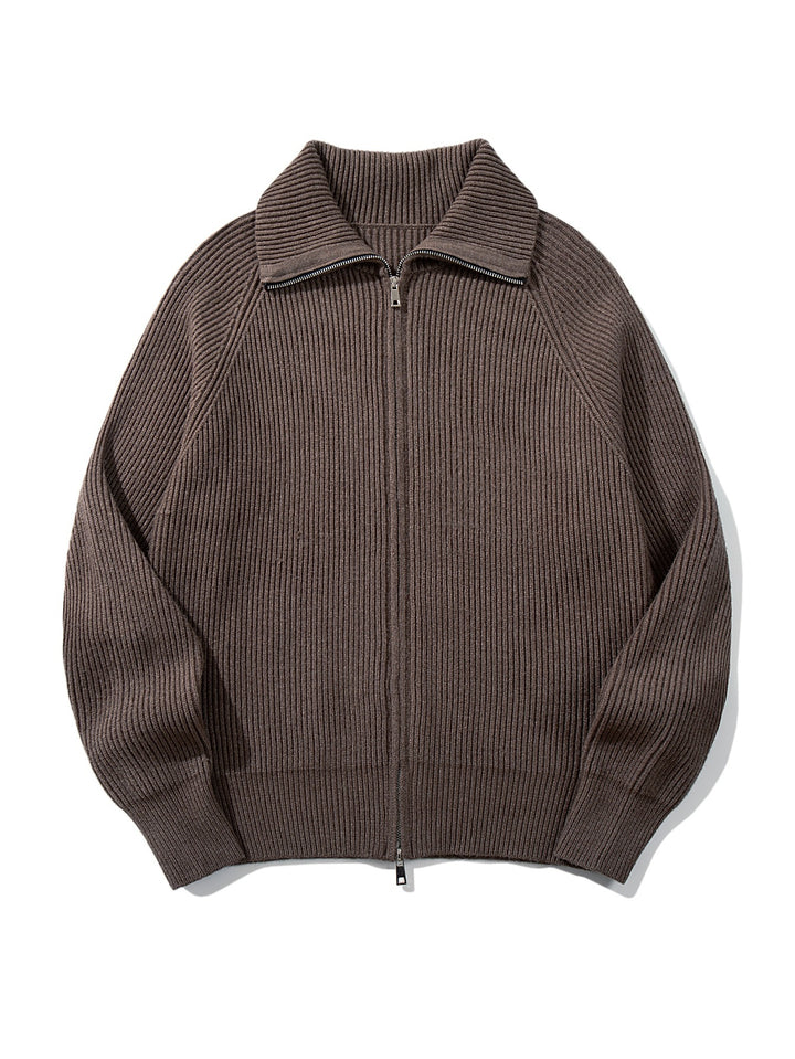 Damen Gerippte Strick‑Zipjacke mit hohem Stehkragen, Raglanärmeln und Boxy‑Schnitt Drune