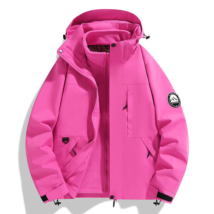 Damen zweilagige Softshell-Outdoorjacke mit herausnehmbarer Fleece-Innenjacke und Kapuze Drune