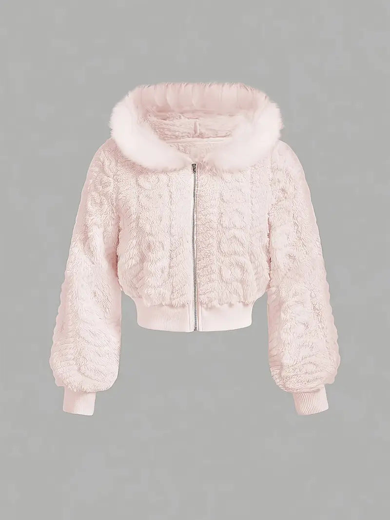 Damen Kuschelige Fleecejacke mit angeschnittenem Schnitt und Kapuze Drune