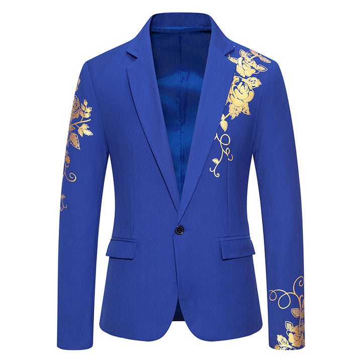 Herren nan einreihiges Sakko mit schmalem Revers und goldenem Rosenprint Drune
