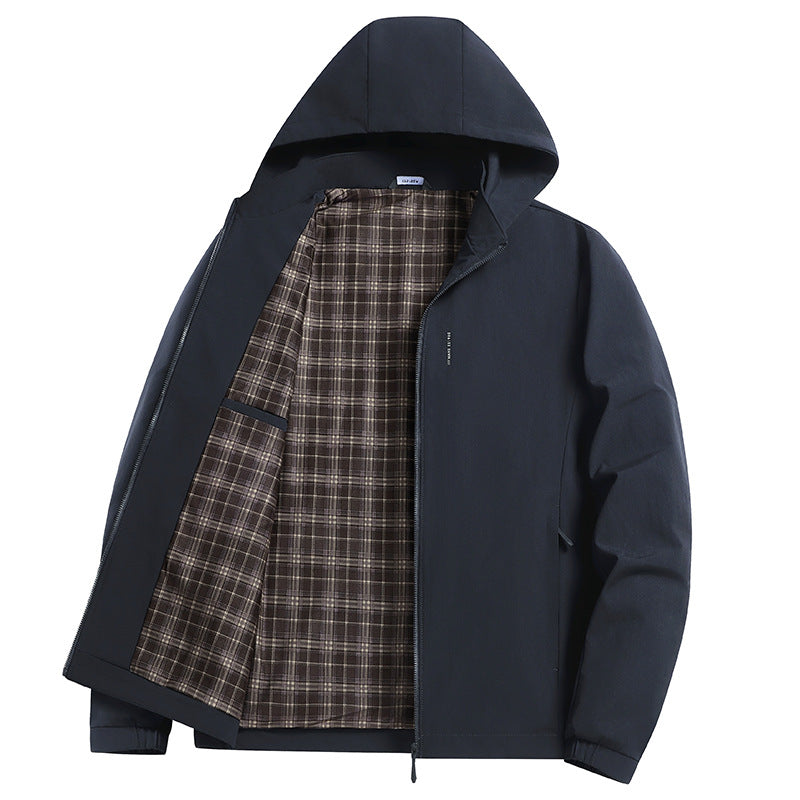 Herren Kapuzen-Softshelljacke mit kariertem Innenfutter, windabweisend und leicht gefüttert Drune