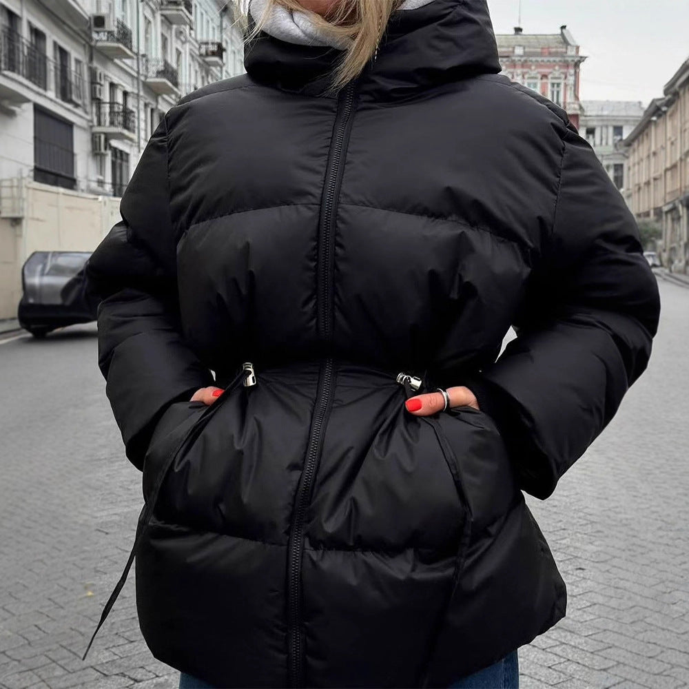Damen Wattierte Taillierte Steppjacke mit Tunnelzug & hohem Stehkragen Drune