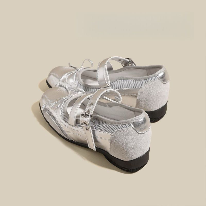 Damen Bequeme Mary-Jane-Ballerinas mit verstellbarem Schnallenriemen und rutschfester Gummisohle Drune