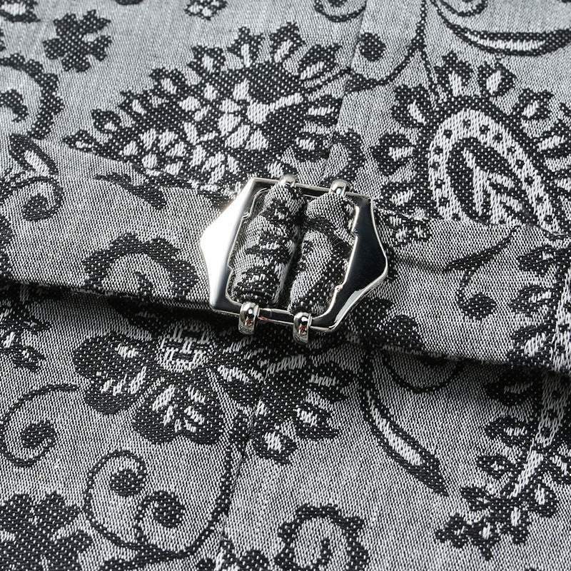 Herren Taillierte Anzugweste mit Paisley‑Jacquard und V‑Ausschnitt Drune
