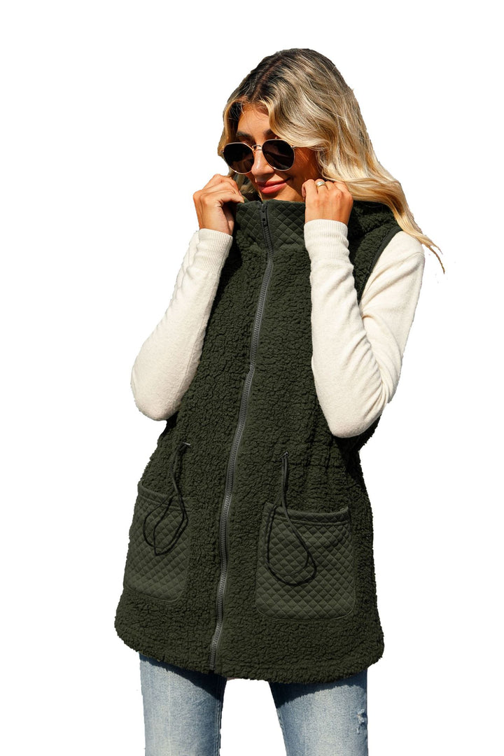 Damen Fleece-Weste mit hohem Kragen und praktischen Taschen Drune