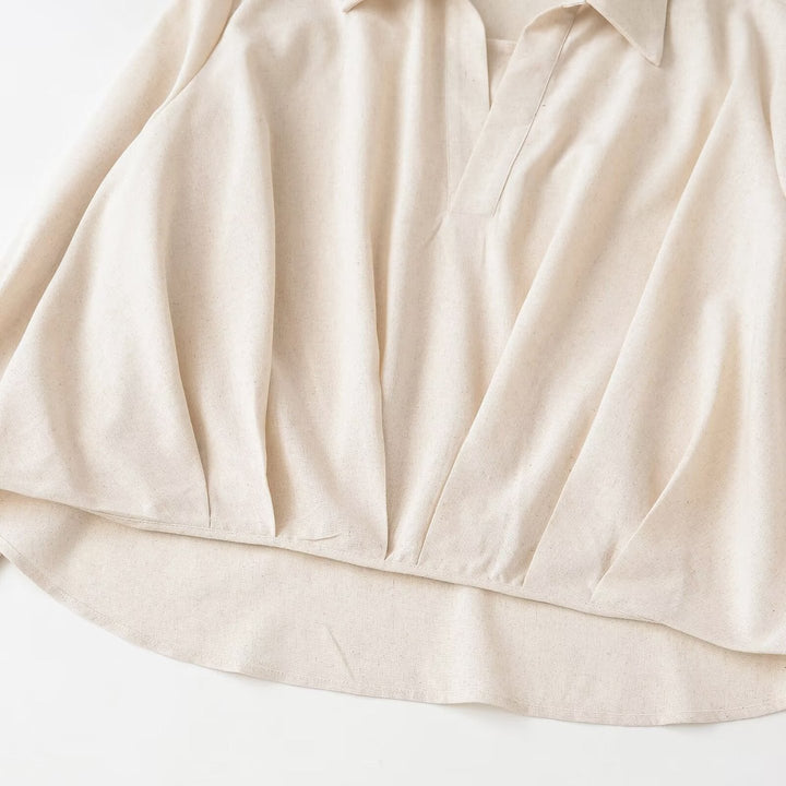 Damen Oversized-Bluse mit tiefem V-Ausschnitt und tailliertem Drapierungseinsatz Drune