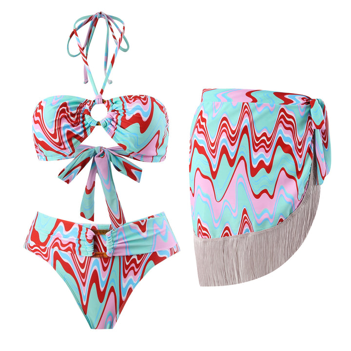 Damen Bikini-Set mit trendigem Wickelrock und faszinierendem Muster Drune