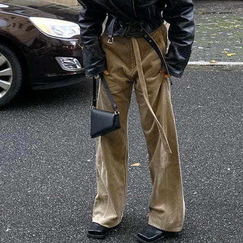 Damen Weit geschnittene Cordhose mit Taillengürtel und angenehmem Tragegefühl Drune