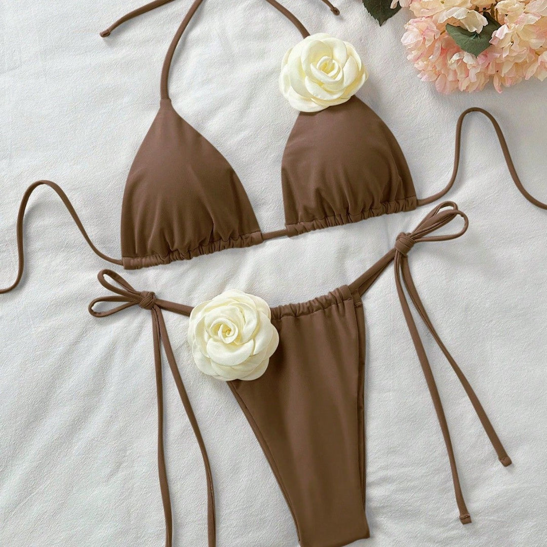 Damen Triangel-Bikini mit floralem Detail Drune