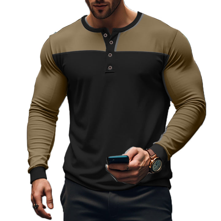 Herren nan funktionales Henley-Langarmshirt mit Raglanärmeln, verstärkter Knopfleiste und tailliertem Schnitt Drune