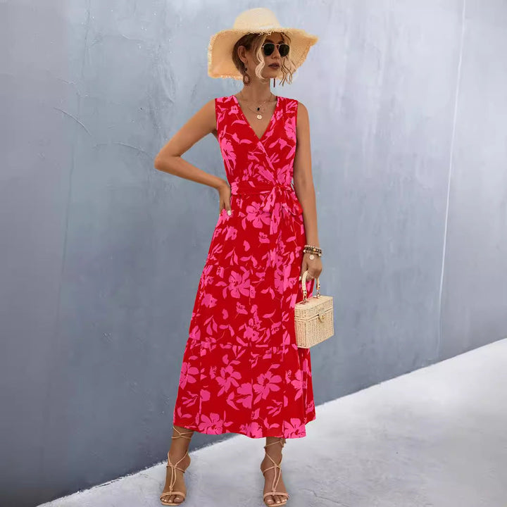 Damen Wickelkleid mit floralem Muster und eleganter Raffung Drune