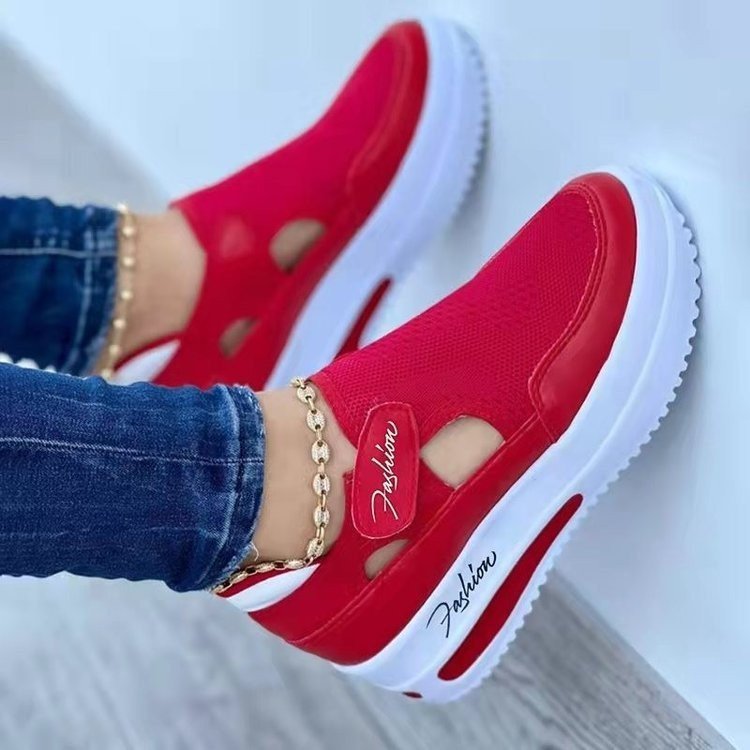 Damen  atmungsaktive Plateausneaker mit Klettverschluss und integrierter Luftdämpfung Drune