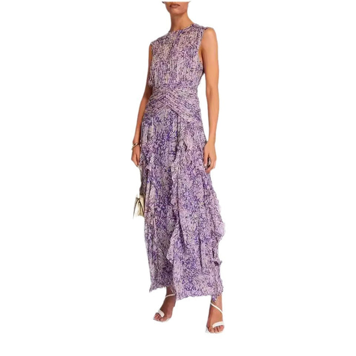 Damen Maxikleid mit fließendem Schnitt und Rüschendetails Drune