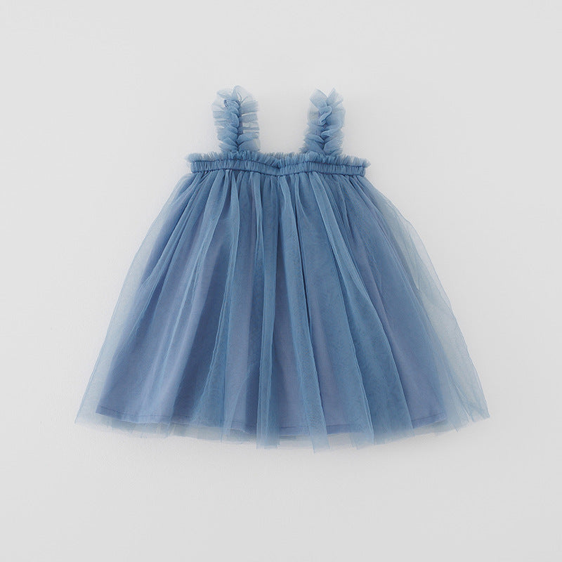Mädchen Tüll Twirl Kleid mit Rüschen-Trägern Drune