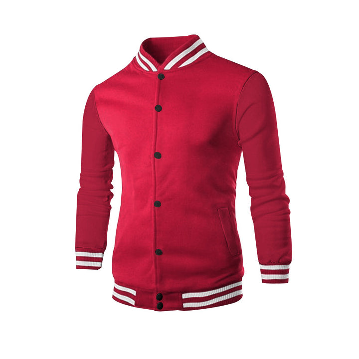 Herren sportliche Collegejacke im Vintage-Stil mit breitem Kragen und Druckknopfverschluss Drune