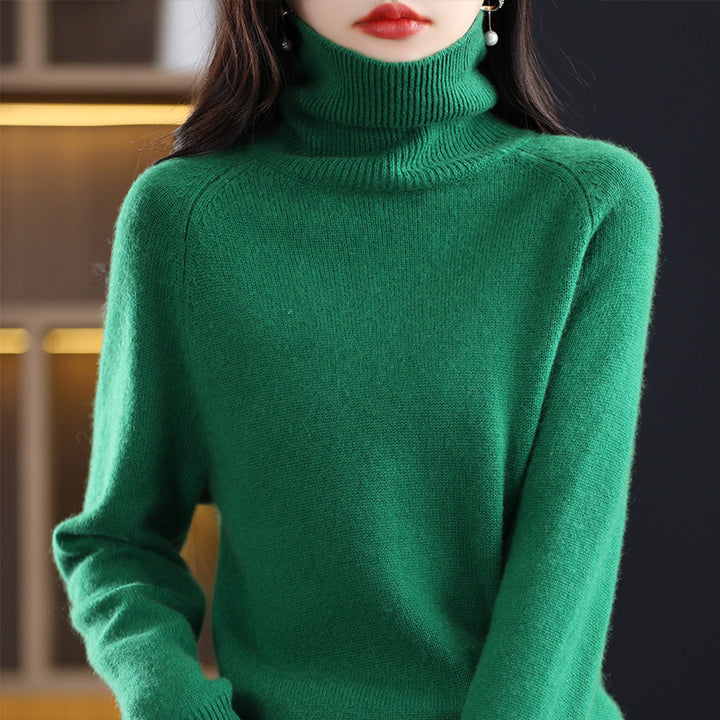 Damen Weicher Hochkragen-Pullover aus flauschigem Wollmix mit Raglanärmeln Drune