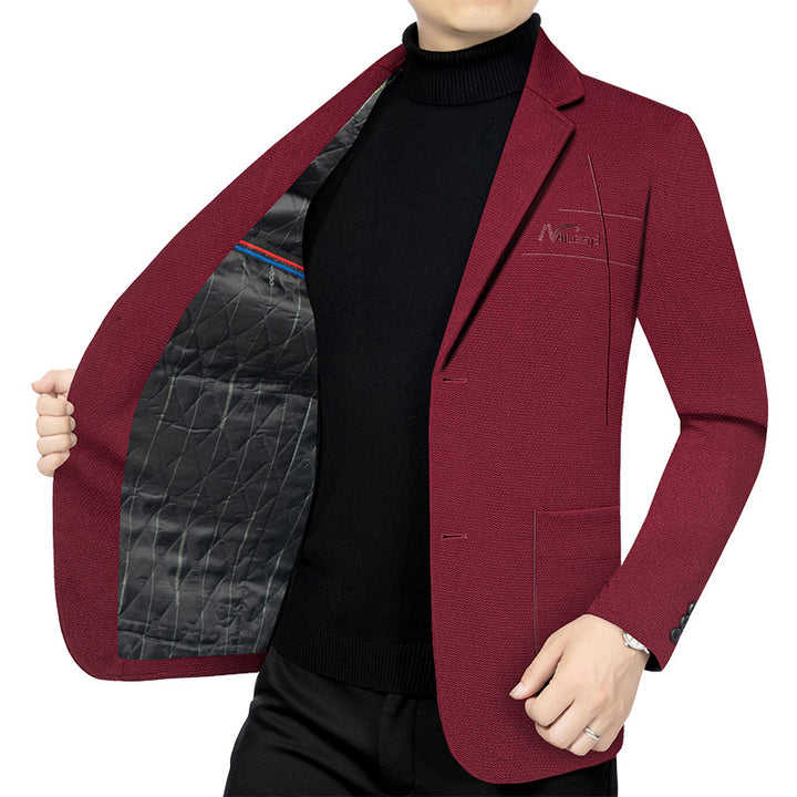 Herren elegantes halbgefüttertes Struktur-Sakko mit gesteppter Thermo-Innenfütterung und aufgesetzten Taschen Drune