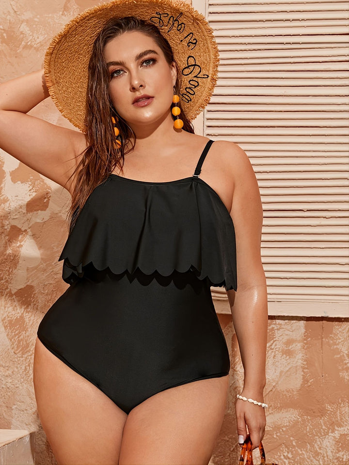 Damen Einteiler Badeanzug mit elegantem Volant-Design Drune